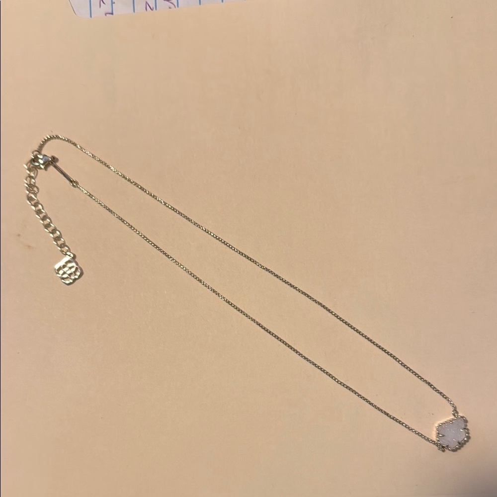 Gold Necklace with White drusy Pendant by Kendra Scott